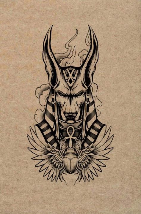 Anubis Rib Tattoo, Egypt Mythology Art, Anubis Art Drawing, Ankh Tattoo Stencil, Egyptian Drawing Pencil, Thoth Egyptian God Tattoo, Pharaoh Drawing, Egyptian Mythology Tattoo, Anubis Tattoo Design