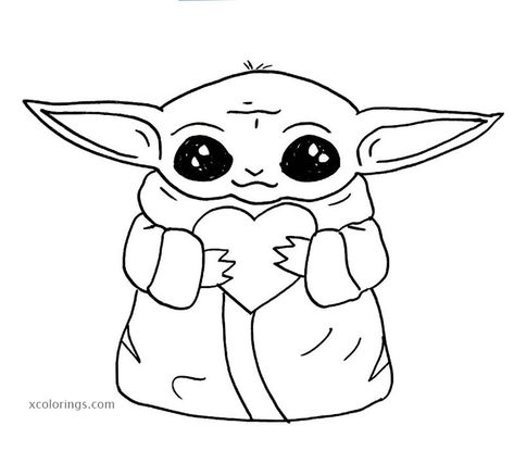 Grogu with love heart coloring pages Grogu Coloring Pages, Disney Love Coloring Pages, Yoda Coloring Page Free Printable, Hug Coloring Page, I Love You Coloring Pages, Lego Jurassic, Baby Coloring Pages, Lego Jurassic World, Unicorn Colors