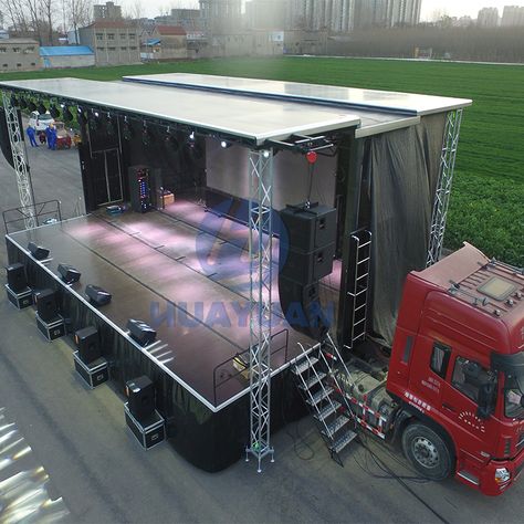 HUAYUAN-S455 mobile stage semi-trailer is equipped with stage lighting and JBL line array sound system according to the user's requirements, and a movable LED screen background is also set on the stage trailer. The HUAYUAN Mobile Stage manufacturer's S455 model was created to let people all over the world hear the Gospel of Jesus Christ. City Maps Design, The Gospel Of Jesus Christ, Open Mic Night, Supermarket Design, Stage Background, Mobile Business, Sound Stage, Concert Stage, Screen Background