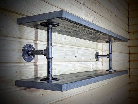 Industrial Pipe Furniture, Shelf Decor Bedroom, Pipe Decor, Custom Shelving, Bookcase Wall, Vintage Industrial Furniture, Pipe Furniture, Pipe Shelves, Wall Bookshelves