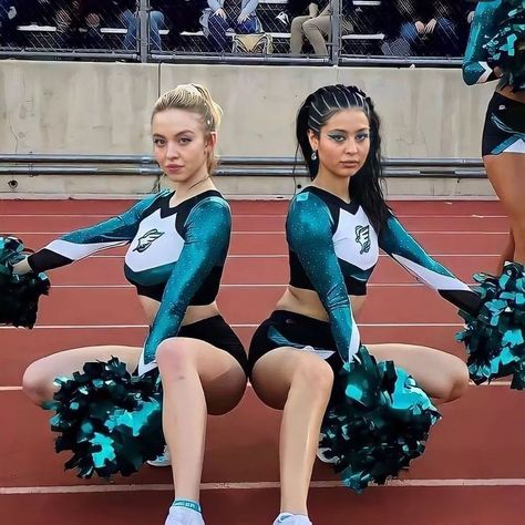 maddy perez on Instagram: “this duo��😍🔥” Maddie Perez Cheerleader, Maddie Euphoria Cheerleader Costume, Maddie Cheerleader Euphoria, Maddy Y Cassie, Maddy And Cassie, Cassie Maddy, 3 People Halloween Costumes, 3 People Costumes, Cheer Costumes