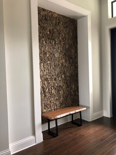 Cork Wall Covering, Cork Bedroom, Cork Wall Ideas, Tile Feature Wall, Cork Interior, Bark Wall, Cork Wall Panels, Cork Wall Tiles, Front Wall Design