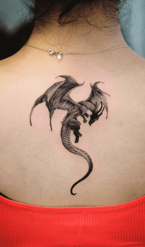 Beautiful Tattoo Design Ideas Images Dragon Shin Tattoo, Dragon Knee Tattoo, Dragon Tattoo Under Breast, European Dragon Tattoo, Big Dragon Tattoo, Elegant Dragon Tattoo, Mythical Dragon Tattoo, Dragon Tattoo Men, Beautiful Dragon Tattoo