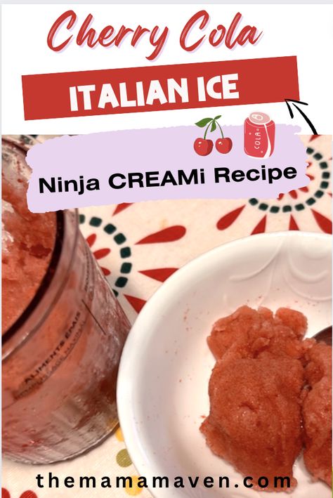 Cherry Cola Italian Ice (Ninja CREAMi Recipe) #cherrycola #italianice #ninjacreami #ninjacreamirecipe #ninjacreamiitalianice Italian Ice Ninja Creami, How To Make Italian Ice, Cherry Italian Ice Recipe, Ninja Creami Italian Ice, Ninja Creami Italian Ice Recipes, Ninja Creami Deluxe Recipes, Water Ice Recipe, Creami Recipies, Italian Ice Recipe