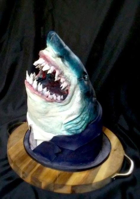 Painted Fondant, Whale Cakes, Extreme Cakes, Shark Week Party, Shark Birthday Cakes, Ceramic Monsters, Monster Pictures, Gravity Defying Cake, Gravity Cake