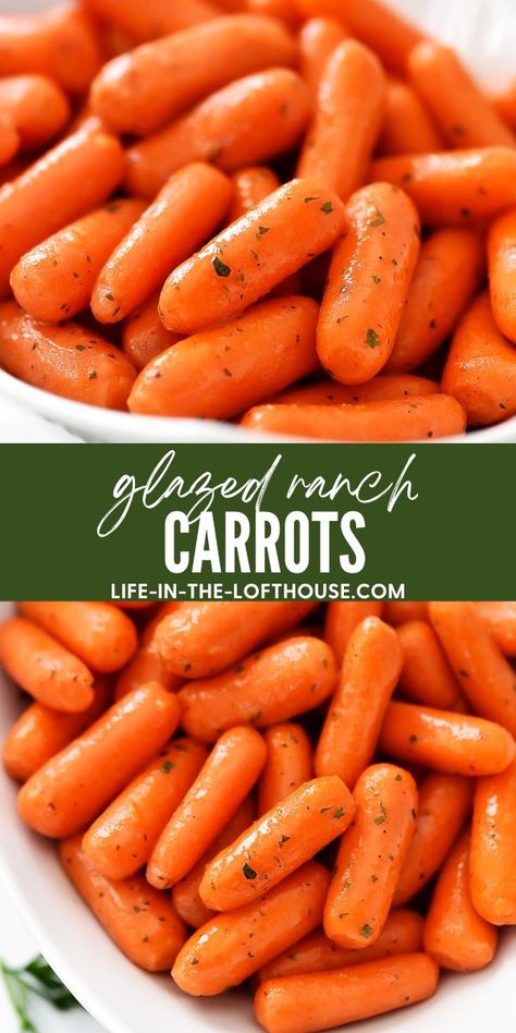 Glazed ranch carrots are buttery carrots with ranch dressing flavor. Life-in-the-Lofthouse.com Baked Carrots Oven, Carrots In Crockpot, Buttery Carrots, Cooked Carrots Recipe, Baby Carrots Side Dish, Ranch Carrots, Cooked Baby Carrots, Crockpot Carrots, Sweet Baby Carrots