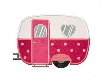 Machine embroidery designs camping | Etsy CA Pink Camping, Camper Applique, Pink Camper, Camper Quilt, Appliqué Quilts, Lazy Daisy Stitch, Camper Camping, Digitized Embroidery Designs, Patch Aplique