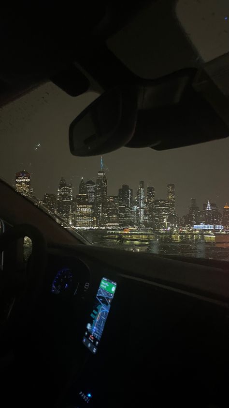 NYC New York City skyline night car late night drive aesthetic vibe dark buildings manhattan uptown downtown Car City Aesthetic, Late Night Aesthetic Car, Car Late Night Drive, Late Night Car Drives Aesthetic, Night Car Aesthetic, Night Aesthetic Car, Late Night Vibes Aesthetic, Car Vibes Aesthetic, Dark Nyc