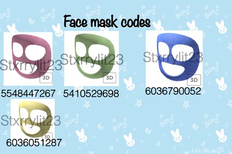 Bloxburg Spa Day Outfit Codes, Berry Avenue Codes Bonet, Bloxburg Face Mask Code, Bloxburg Spa Outfit Codes, Mask Codes Bloxburg, Face Accessories Codes, Roblox Face Accessories, Bloxburg Accessories Codes, Bloxburg Face Codes