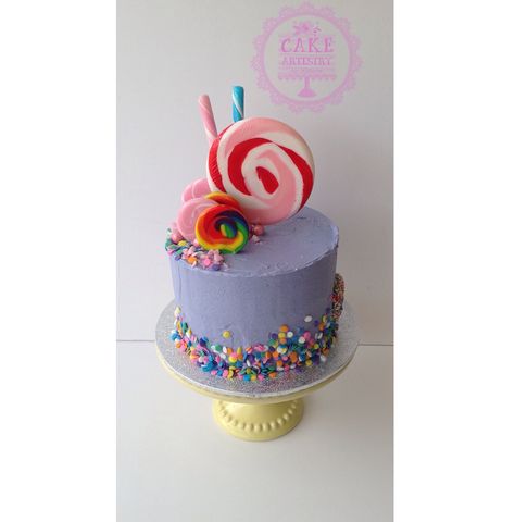 Mini candy land cake...sweet and simple... Candy Theme Cake, Candy Land Cake, Candyland Cake, Candyland Birthday, Candy Theme, Candy Cake, Little Cakes, Candy Land, Baby Shower Cakes