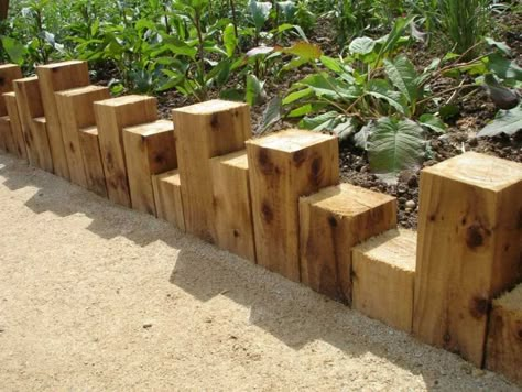 Timber Garden Edging, Landscape Timber Edging, Wooden Garden Edging, Wood Garden Edging, Flower Bed Borders, Flower Bed Edging, Landscape Timbers, Landscape Edging, Outdoor Garden Decor