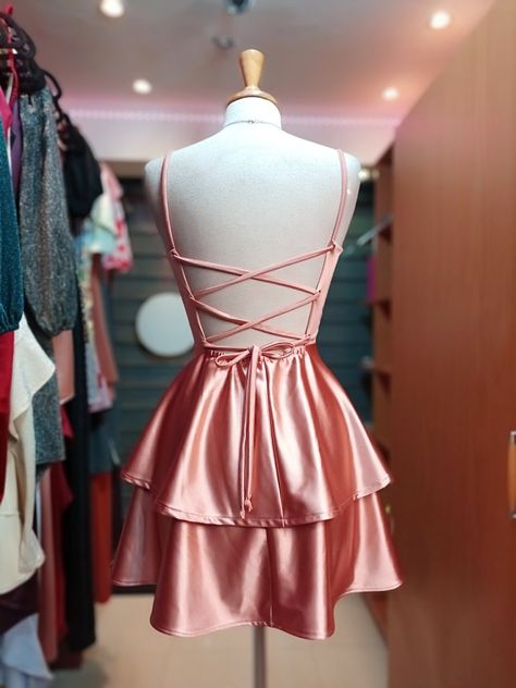 Short Satin Dress Outfit, Short Silk Dresses, Mini Prom Dresses Short, Short Satin Dresses, Short Dress Satin, Short Dresses For Prom, Vestidos Satin, Pink Short Dresses, Prom Short Dresses