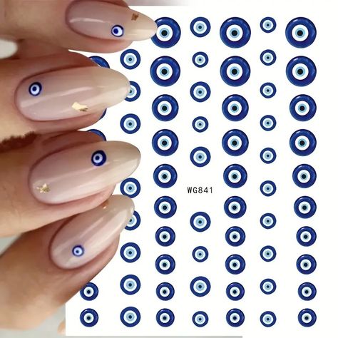 3d Evil Eye Nail Art Stickers Self adhesive Witch Nail - Temu Evil Eye Nail Design, Evil Eye Nail, Nail Decals Diy, Evil Eye Nails, Line Nail Art, Witch Nails, Eye Nail Art, Nail Art Stickers Decals, Manicure Tips