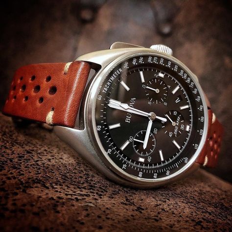 Holben's Fine Watch Bands on Instagram: “Beautiful shot of Fluco’s Hunter Racing strap in Tobacco on the Bulova Moon Watch 📷 @jricher82” Moon Watch, Fine Watches, Omega Watch, Leather Watch, Watch Bands, Cool Designs, Moon, Band, Leather