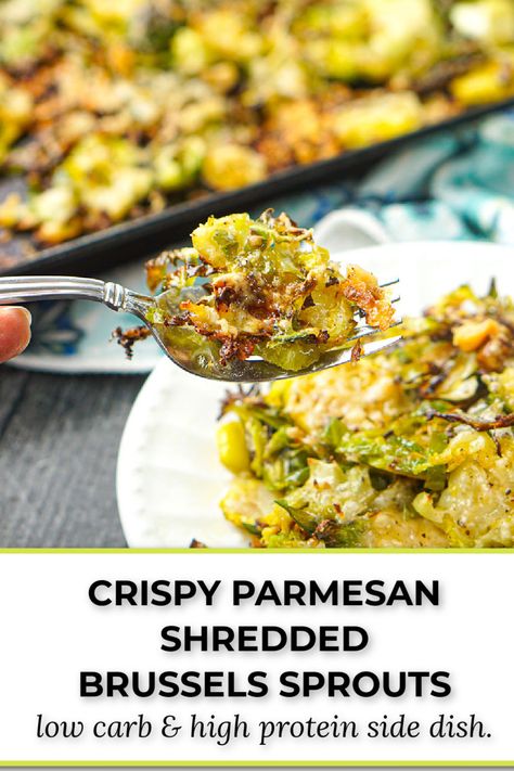 sheetpan with parmesan shredded brussels sprouts and text Carb Friendly Side Dishes, Fancy Vegetable Sides, Keto Brussel Sprouts Recipes, Healthy Side Dishes Low Carb, Brussel Sprout Recipes Shredded, Dinner Ideas With Brussel Sprouts, Zero Carb Side Dishes, Shredded Brussel Sprout Recipes With Bacon, Chopped Brussel Sprout Recipes