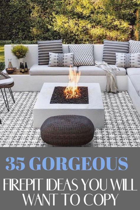 Gas Outdoor Fireplace Propane Fire Pits, Fire Pit Off Patio Backyards, Fire Pit Modern Outdoor, Built In Fire Pits, Outdoor Fire Pit On Patio, Outdoor Fire Table Seating Areas, Deck Gas Fire Pit Ideas, Fire Pit Tables Outdoor, Deck With Gas Fire Pit