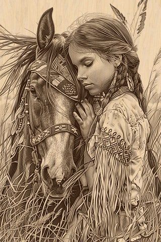 Native American Drawing, Native American Pictures, Native American Artwork, American Painting, Desenho Tattoo, Art Theme, Digital Drawings, Native Art, Horse Art