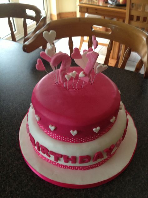 21st pretty in pink 2 teir cake Pretty In Pink, Birthday Cake, Cake, Birthday, Pink