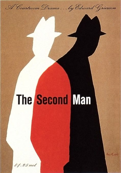 The Second Man, Paul Rand 1954 Minimalist Book Cover Design, Minimalist Book Cover, Minimalist Book, Vintage Book Cover, Buch Design, Graphic Design Collection, Paul Rand, Best Book Covers, Illustration Photo