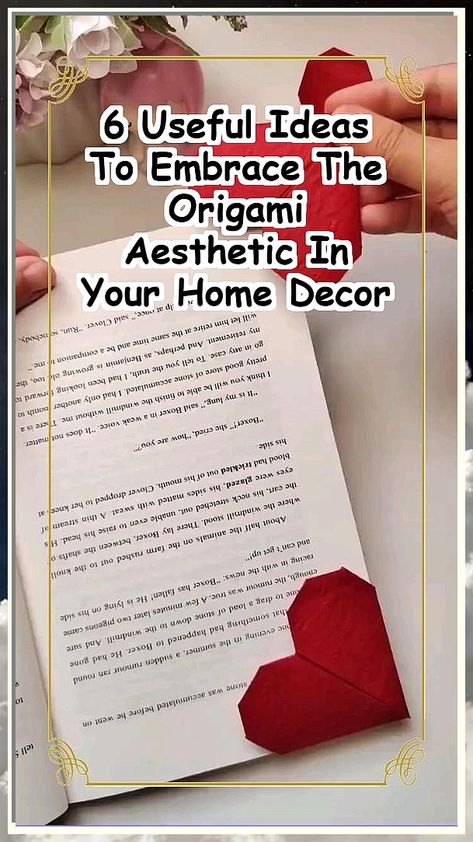 Transform your living space with the enchanting origami aesthetic! Discover 6 useful ideas to incorporate delicate paper folds and intricate designs into your home decor. From stunning wall art to unique table centerpieces, learn how to elevate your interior with these creative touches. Embrace the beauty of origami and bring a sense of tranquility and elegance to your surroundings. Perfect for any decor enthusiast! Origami Aesthetic, Unique Table Centerpieces, Origami Figures, Origami Decor, Cute Origami, Origami Design, Spruce Up Your Home, Useful Ideas, Unique Table