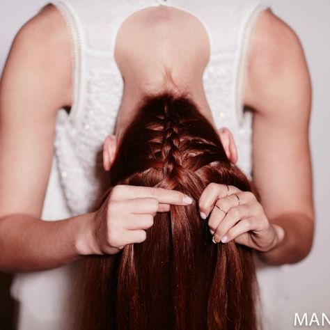 The Upside Down French Braid Is The Best Way To Upgrade Your Top Knot | allure.com Reverse French Braid, Reverse French Braids, Upside Down French Braid, Reverse Braid, Upside Down Braid, Reverse French, Digital Hair, Jen Atkin, Mane Addicts