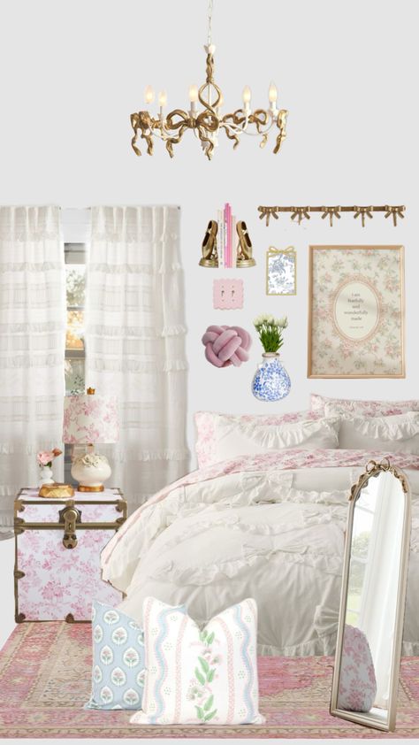 dormdecor loveshackfancy collegedorminspo dorminspo coquette roomdecor roominspo Loveshackfancy Bedroom, Loveshackfancy Aesthetic, Fairy Bedroom, Paris Rooms, Dorm Room Inspiration, Pretty Room, Teen Bedroom Decor, Apartment Decor Inspiration, Cute Room Decor