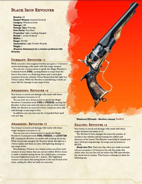 Dnd 5e Homebrew Gunslinger, Dnd Dwarven Magic Items, Steampunk Dnd Homebrew, Gunslinger Dnd 5e, D&d Airship, Gunslinger Homebrew 5e, Sharpshooter Dnd, D&d 5e Magic Items, Dnd Gunslinger Artificer