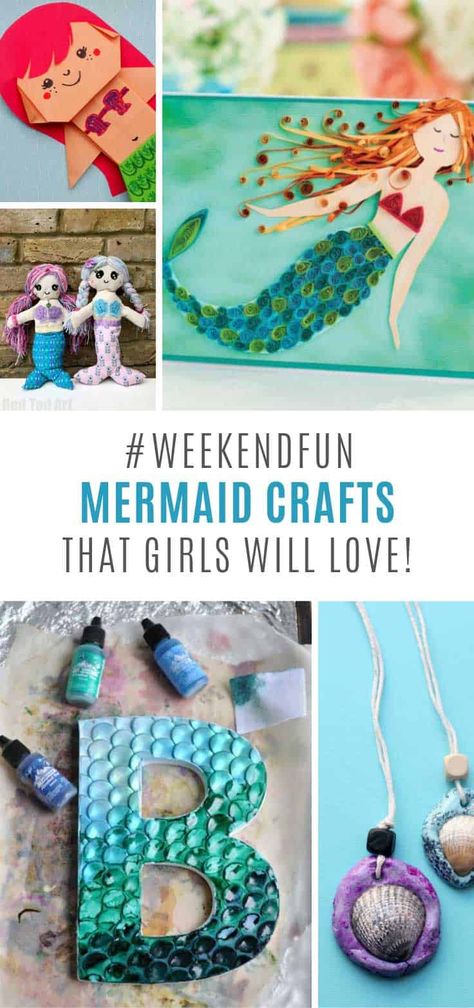 If you're looking for a fun project to do this weekend you can't go wrong with these mermaid craft ideas for kids! Fairytales Crafts, Mermaid Craft Ideas, Mermaid Crafts For Kids, Mermaid Diy Crafts, Fantasy Crafts, Mermaid Craft, Magical Crafts, Diy Paper Art, Mermaid Ideas