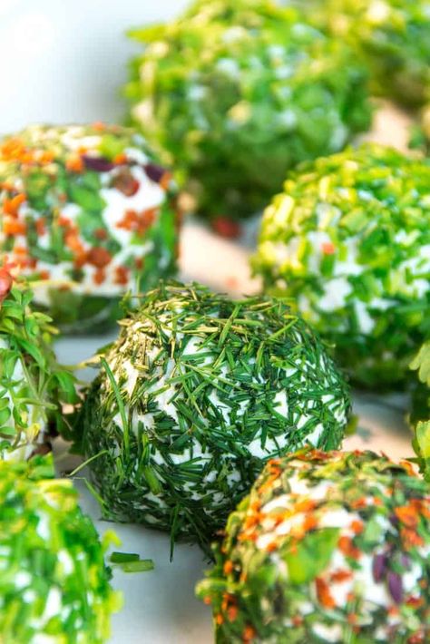 Herbed Cheese Ball, Spring Cheese Ball, Water Cress Recipe, Herb Appetizers, Herb Cheese Ball, Mini Cheese Ball Bites, Mini Cheese Balls Recipe, Mini Cheese Balls, Summertime Meals