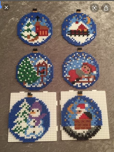 Hama Christmas Ornaments, Hama Beads Christmas Ornaments, Christmas Ornament Perler Beads, Christmas Perler Beads Ornaments, Perler Beads Christmas Ornaments, Perler Bead Patterns Large, Perler Christmas Ornaments, Hama Christmas Pattern, Christmas Ornaments Perler Beads