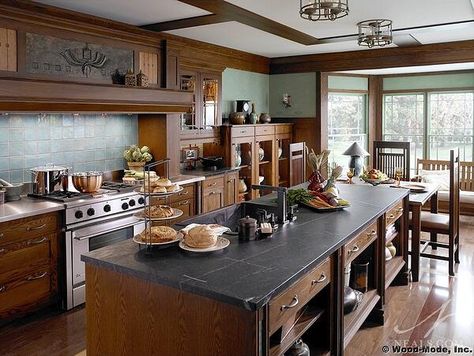 Craftsman Kitchen Design, Mission Style Kitchens, Craftsman Interior Design, Craftsman Style Kitchens, Craftsman Kitchens, Craftsman Style Kitchen, Landing Ideas, Arts And Crafts Kitchen, Craftsman Interior