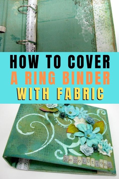 Cover a binder with fabric Instead of covering a binder with paper try fabric! Follow the video tutorial to learn how to cover a ring binder with fabric and how to add embellishments too! #fabric #DIY #craft #alteredart #mixedmedia #technique How To Cover 3 Ring Binder With Fabric, How To Cover A Binder With Fabric, Fabric Covered Notebooks, Fabric Binder Covers Diy, Fabric Covered Photo Album Diy, How To Cover A Notebook, Diy A5 Binder, 3 Ring Binder Cover Diy, 3 Ring Binder Junk Journal