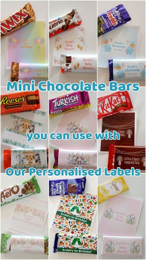 Read our Handy Guide to the Best Alternative Chocolate Bars to use for Party Favours and our Personalised Chocolate Wrappers! Custom Chocolate Bar Wrappers, Personalised Chocolate Wrappers, Chocolate Bar Party Favors, Personalized Chocolate Wrappers, Chocolate Party Favors, Chocolate Bar Labels, Chocolate Bar Wrapping, Personalized Chocolate Bars, Chocolate Labels