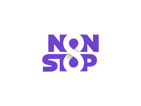 Non-Stop + Infinity logo by Kreatank   #non-stop #infinity #8 #eight #logo #design #purple #negativespace #negative #space #logotype #type #typography #creative #smart #clever #brand #identity #kreatank Logo Design Purple, Logo Design Infinity, Purple Logo Design, Ok Logo, Logo Design Software, Typography Creative, Infinity Logo, Clever Logo Design, Go Logo