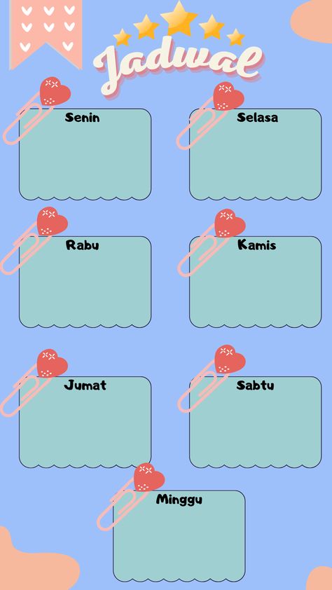 template ini akan memudahkan kamu untuk menulis kegiatan ataupun jadwal harianmu Jadwal Harian