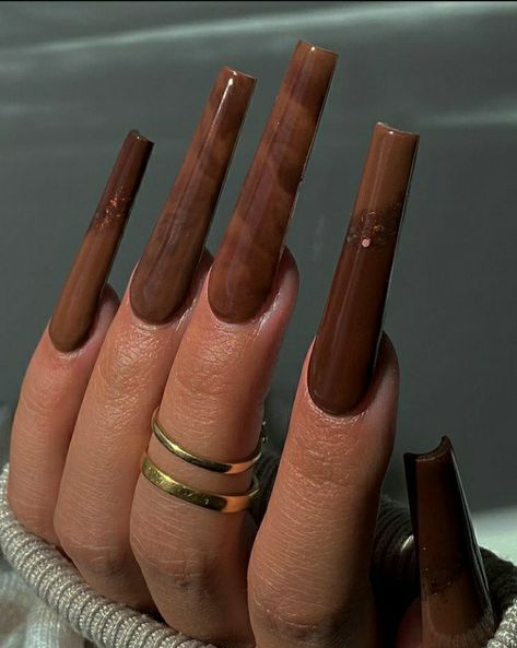 Nailart Marble, Brown Acrylic Nails, Brown Nail, Classy Acrylic Nails, Exotic Nails, Long Acrylic Nails Coffin, Acrylic Nails Coffin Pink, Brown Fall, Long Acrylic