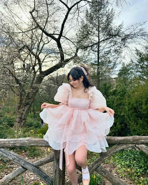 your fav spring fairy 🧚🏼‍♀️🌼🩰 wearing the peach skin rose petal puff dress by @selkie c0de "isabella" to save!! #selkiepartner Pretty Outfits For Birthday, Organza Short Frock, Selkie Dress Outfit, Skin Fit Dress, Aesthetic Birthday Dress, Pretty Birthday Outfits, Peach Dress Outfit, Fairy Outfit Aesthetic, Birthday Outfit Inspiration