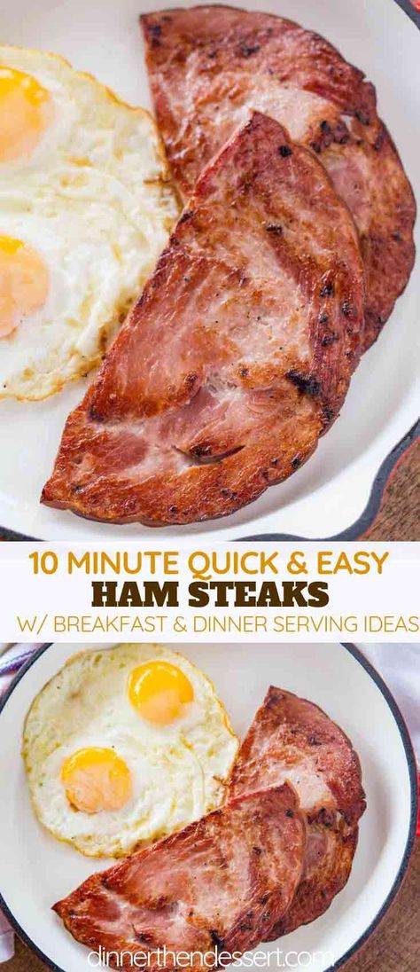 Ham Steak pan seared in less than 10 minutes is our new favorite EASY recipe on busy weeknights OR brunch that will remind you of the holidays! #ham #holidays #breakfast #dinner #brunch #dinnerthendessert #christmas #thanksgiving Steak Pan Seared, Cooking Ham Steak, Ham Steak Dinner, Baked Ham Steak, Steak Recipes Pan, Grilled Ham Steaks, Ham Steak Recipes, Dinner Quotes, Fried Ham