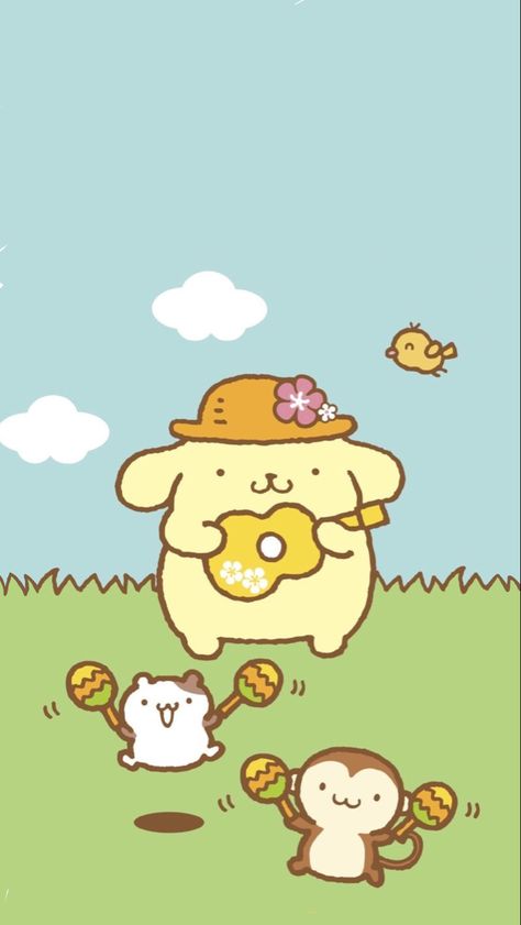 Green grass, blue sky. Pompompurin and friends Wallpapers Images, Wallpapers Backgrounds, Free Hd Wallpapers, Home Screen, Hd Images, Cuteness Overload, Hd Wallpapers, Full Hd, Wallpapers