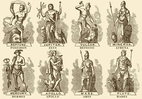 FREE DOWNLOAD - Free vector downloads - Greek Gods Roman Myth, Ancient Greek Gods, Roman Gods, Greek And Roman Mythology, Roman Mythology, God Art, God Illustrations, Greek Gods, Gods And Goddesses