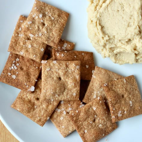 These easy Sourdough Discard Crackers are made with whole wheat flour and Greek yogurt for a healthy, homemade snack you can feel good about. Sourdough Discard Crackers Nutritional Yeast, Sourdough Discard Cinnamon Sugar Crackers, Discard Sourdough Recipes Crackers, Sour Dough Crackers From Discard, Crackers From Sourdough Discard, Wheat Crackers Recipe, Whole Wheat Crackers Recipe, Refrigerator Pickles Dill, Homemade Pickles Dill