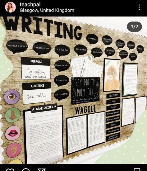 Reading Working Wall, Year 7 Classroom Ideas, Literacy Wall Displays, Literacy Display Year 1, Year 5 Literacy Working Wall, Display Student Writing, Secondary School English Displays, Display Writing In Classroom, Literacy Display Ks2