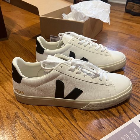 Brand New. Never Even Tried Them On. Men’s Size 11. Includes Original Box And Veja Marketing Material Veja Men, Shoes Veja, Veja Shoes, Dream List, White Box, Professional Outfits, Shoes Mens, White Black, Original Box