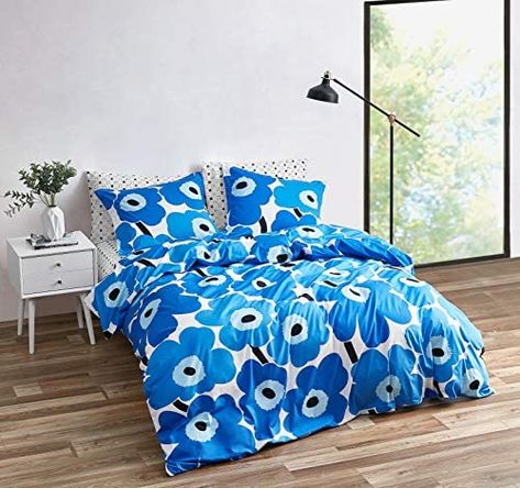 Teal Bedding Ideas, Vintage Furniture Ideas, Marimekko Bedding, Marimekko Pattern, Red Duvet, Teal Bedding, Cool Bedding, Red Duvet Cover, Bedroom Remodeling