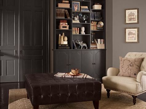 Color of the Week: Behr Marquee Peppery Behr Peppery Paint, Behr Peppery, Behr Paint Colors Grey, Best Neutral Paint Colors, Behr Marquee, Color Of The Week, Media Room Design, Behr Paint Colors, Brown House