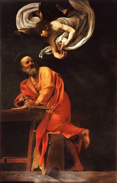 The inspiration of St. Matthew
Year 1602
Public Domain
Artwork by Caravaggio. The Calling Of St Matthew, Calling Of St Matthew, Caravaggio Painting, St Mathew, Caravaggio Paintings, St Matthew, Saint Matthew, Caravaggio, Free Pictures