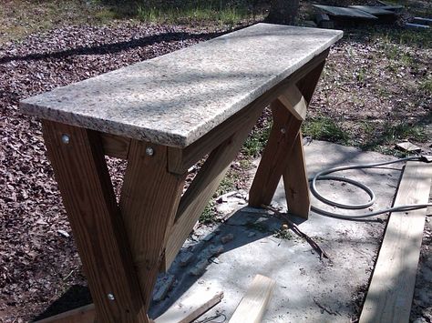 Marble Projects, Granite Bench, Granite Furniture, Granite Remnants, Recycled Granite, Granite Ideas, Cinder Block Bench, Block Bench, Granite Table