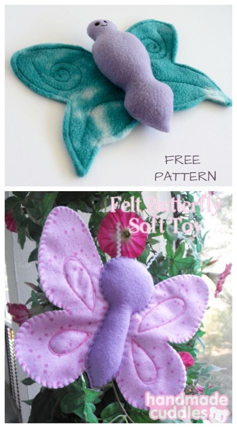 DIY Fabric Butterfly Toy Free Sewing Patterns Butterfly Sewing Pattern Free, Stuffed Butterfly, Butterfly Stuffed Animal Pattern, Sewing Butterfly, Butterfly Sewing Pattern, Butterfly Sewing, Sewing Machine Quilting, Fabric Butterfly, Diy Butterfly