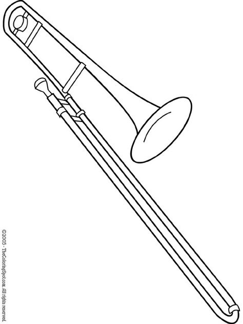 Trombone printable template Instrument Craft, Music Cookies, Homemade Instruments, Diy Instruments, Brass Instruments, Diy Musical Instruments, Music Coloring, Yarn Storage, Cool Coloring Pages