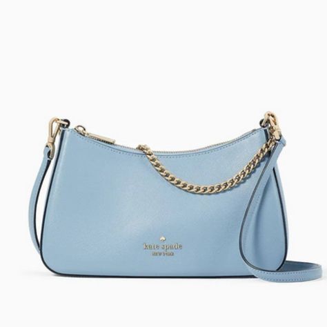 Brand New With Tag 10.83" W X 8.2" H X 3.86" D Handle Drop: 10.5" Strap Drop: 22" Metal Pinmount Logo Closure Type: Zip Closure Dust Bag Included: No Interior: Front Slip & Back Zip Pockets Lining: Two Way Spade Jacquard Lining Cute Everyday Blue Shoulder Bag, Everyday Blue Kate Spade Bag, Kate Spade Blue Shoulder Bag For Shopping, Kate Spade Blue Shoulder Bag With Adjustable Strap, Blue Kate Spade Purse, Blue Handbag, Bags For Teens, Handbag Essentials, Bags Kate Spade